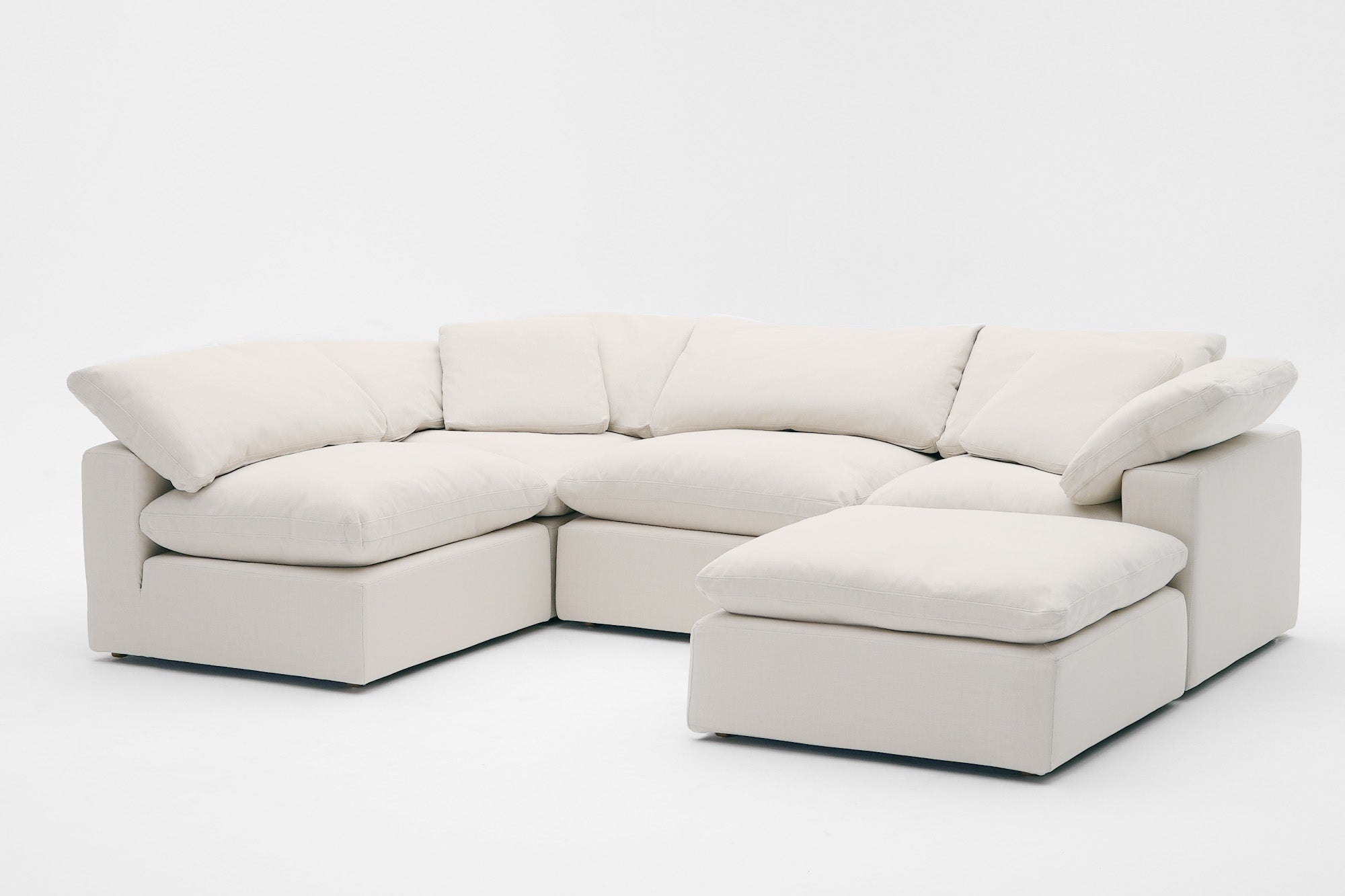 Soulfa 5-Cube Cloud Couch in natural linen, modular, non-toxic, stain resistant, washable, sectional sofa converts to movie pit
