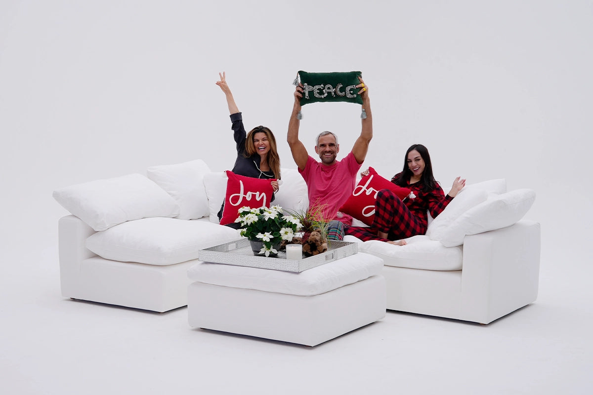 Soulfa 5-Cube Cloud Couch in white, modular, non-toxic, stain resistant, washable, sectional sofa converts to movie pit
