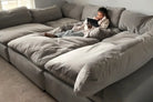 Soulfa 6-Cube Cloud Couch in fog grey, modular, non-toxic, stain resistant, washable, movie pit or convert to sectional