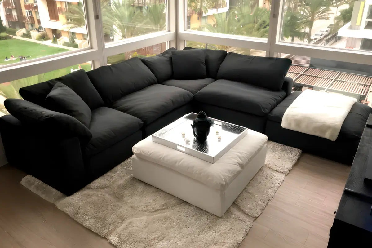 Soulfa 6-Cube Cloud Couch in charcoal, modular, non-toxic, stain resistant, washable, sectional sofa converts to movie pit