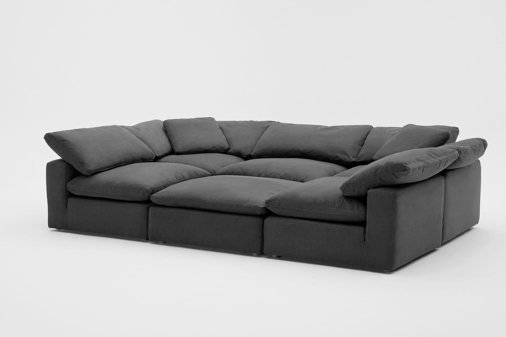 Soulfa 6-Cube Movie Pit or Sectional Cloud Couch in charcoal, modular, non-toxic, stain resistant, washable

