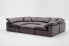Soulfa 6-Cube Movie Pit or Sectional Cloud Couch in grey leather, modular, non-toxic, stain resistant, washable
