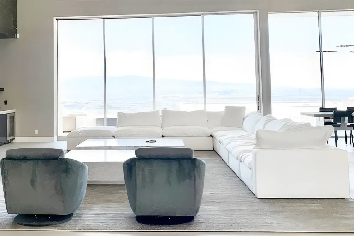 Soulfa 8-Cube Cloud Couch in white, modular, non-toxic, stain resistant, washable, sectional sofa converts to movie pit