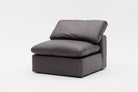 Soulfa Armless Cube Cloud Couch, grey leather, modular sectional sofa chaise, non-toxic, stain resistant, washable
