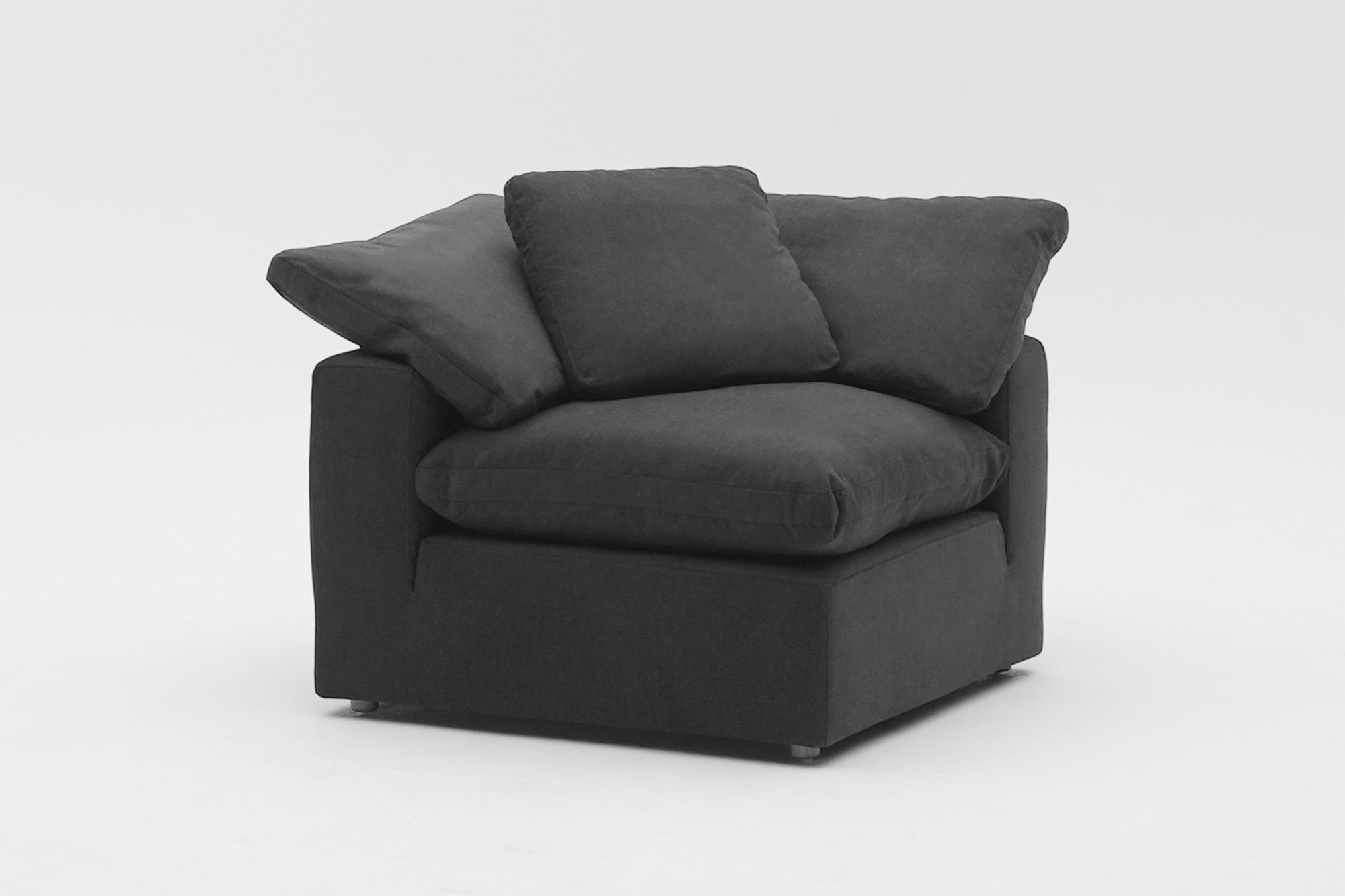 Soulfa Corner Cube Cloud Couch, charcoal, modular sectional sofa chaise, non-toxic, stain resistant, washable
