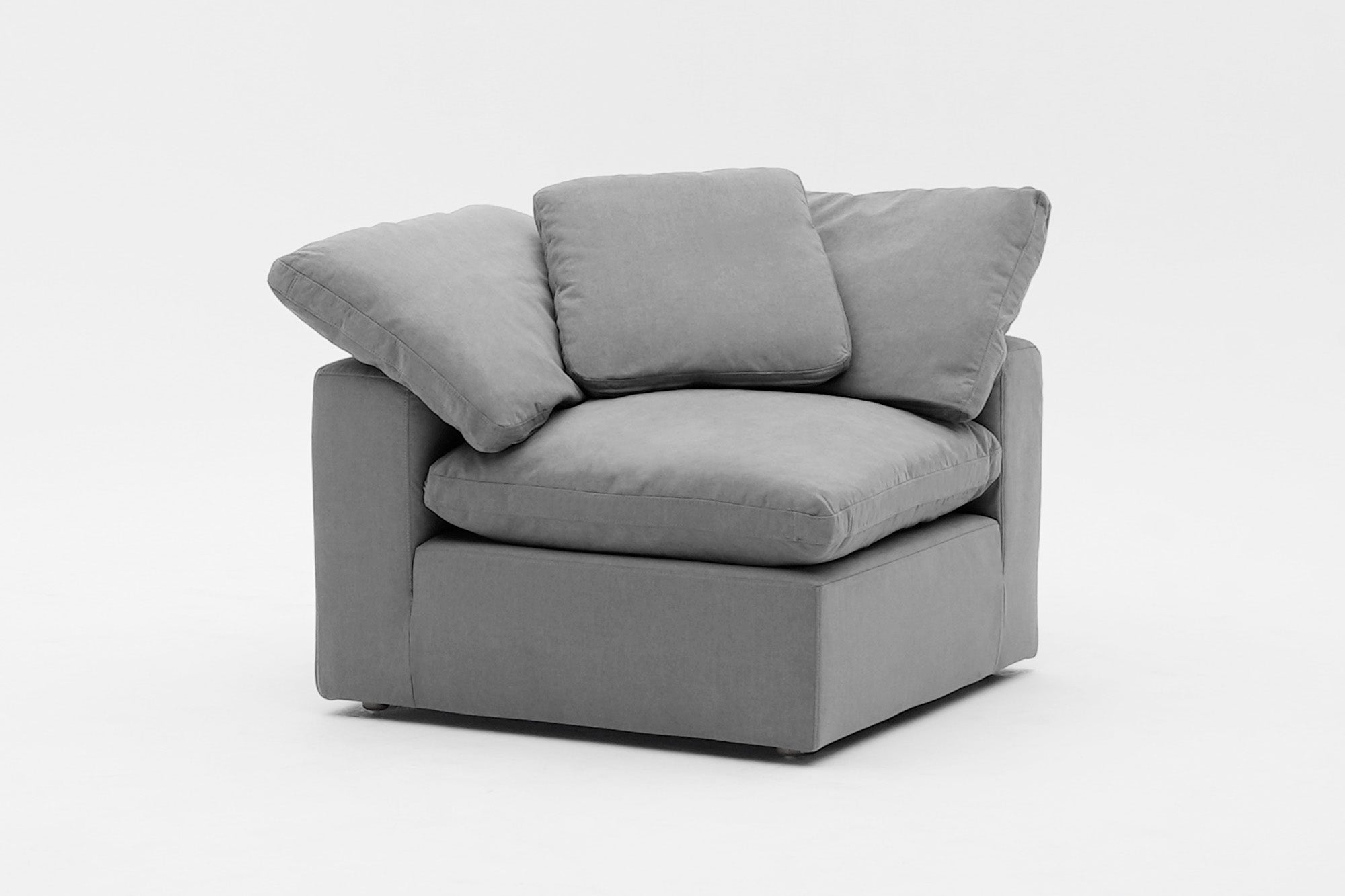 Soulfa Corner Cube Cloud Couch, fog grey, modular sectional sofa chaise, non-toxic, stain resistant, washable
