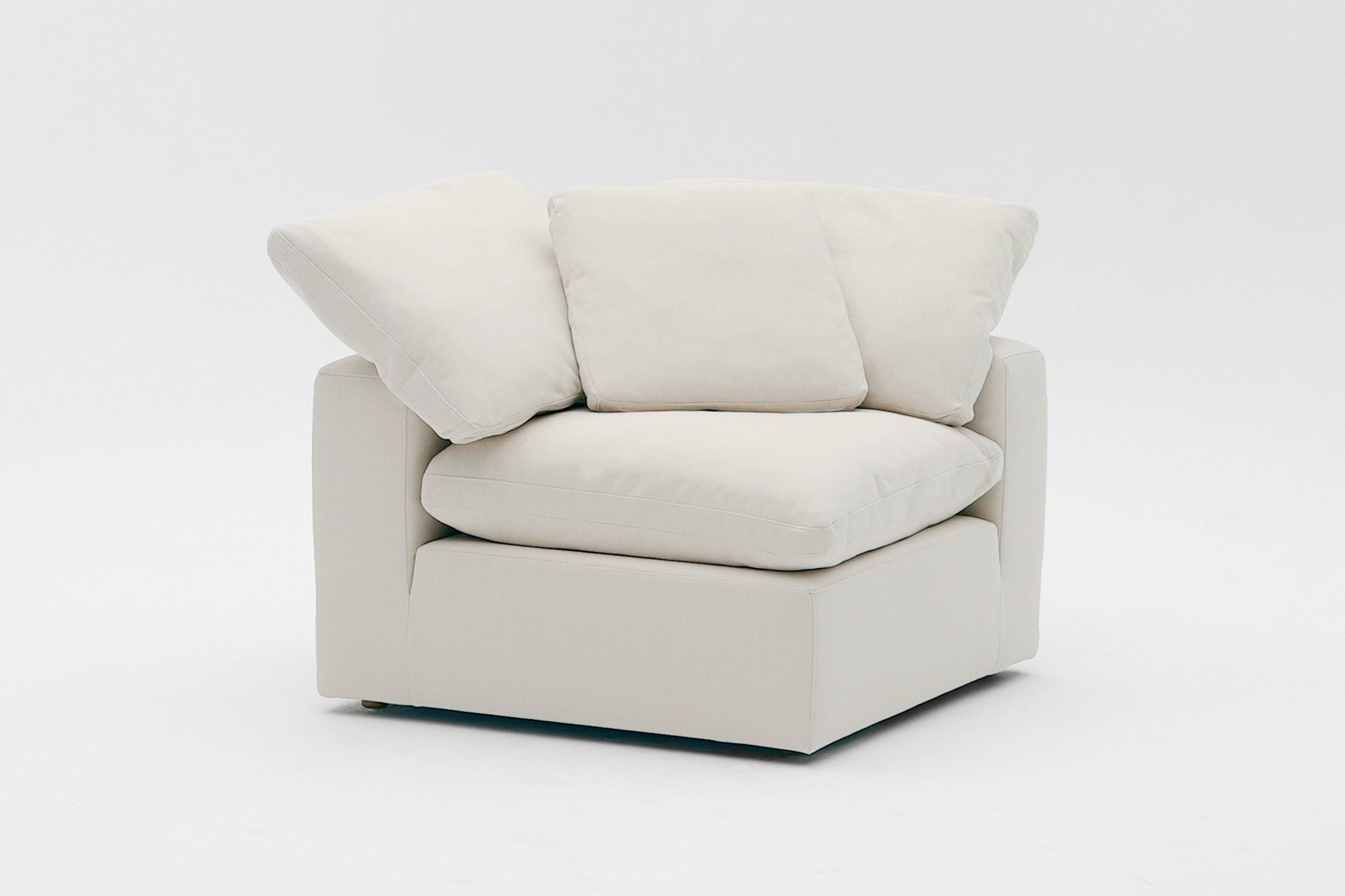 Soulfa Corner Cube Cloud Couch, natural linen, modular sectional sofa chaise, non-toxic, stain resistant, washable
