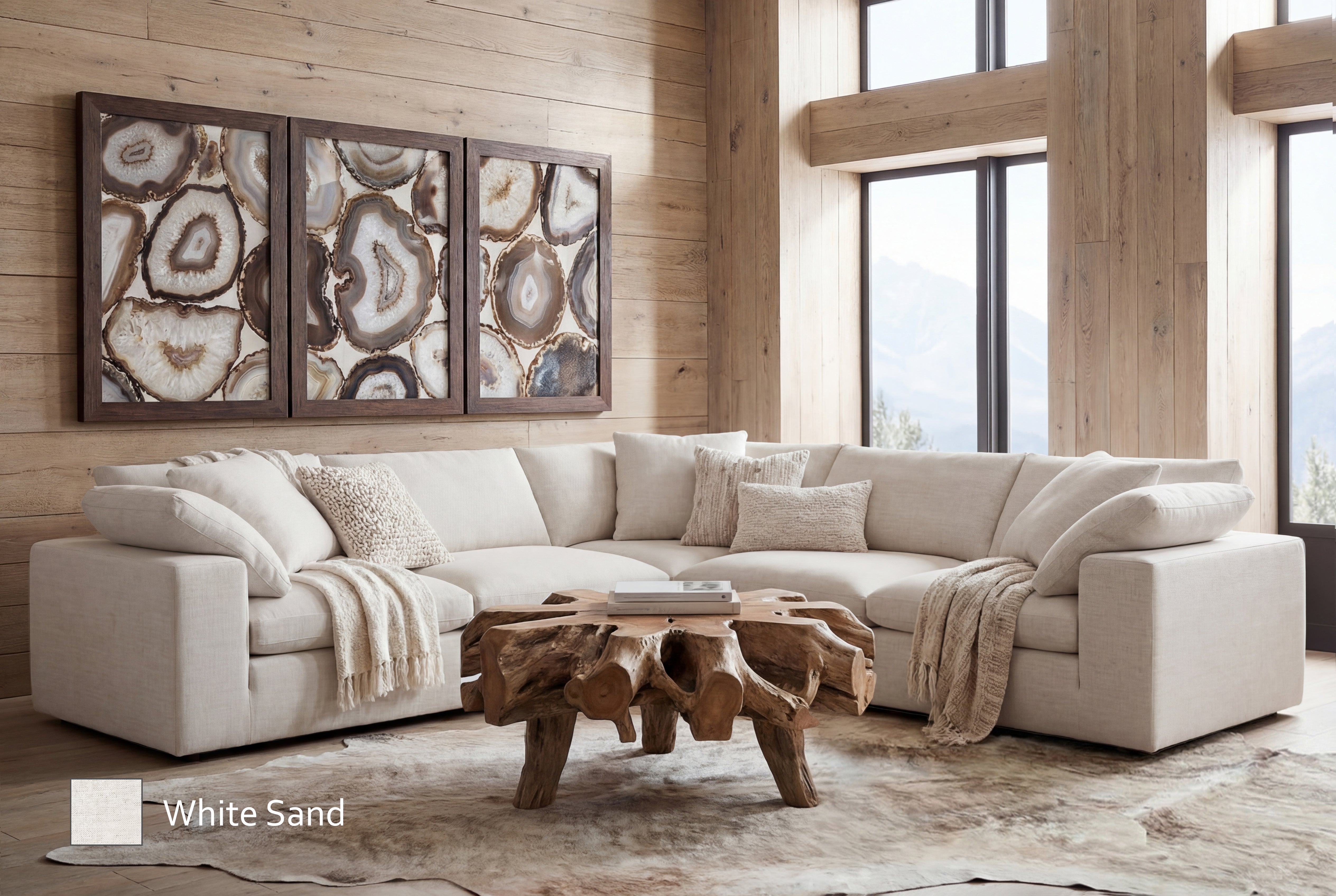 5-Cube Corner L-Sectional Soulfa Home 38" <b>NEW</b> White Sand NO